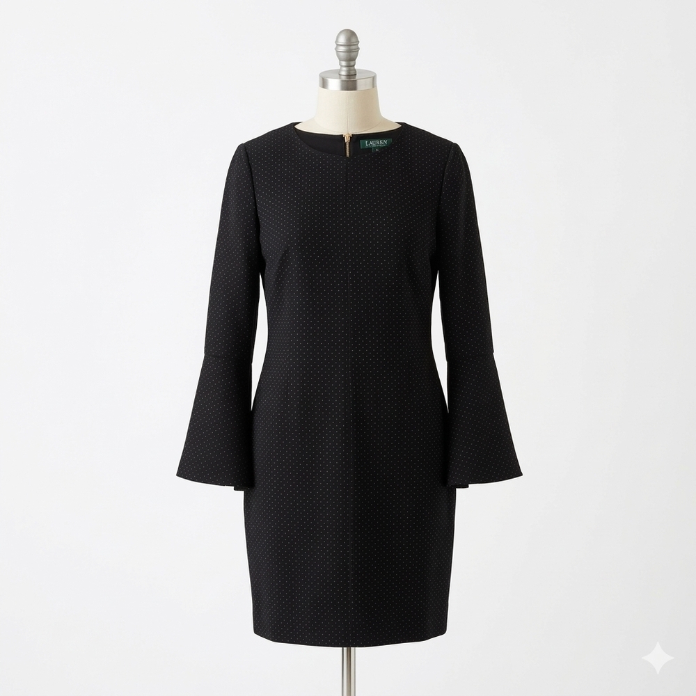 Lauren Ralph Lauren Women's Polka Dot Bell Sleeve Shift Dress Size 12